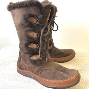 The North Face Abby II primaloft insulated brown leather suede winter boots 7